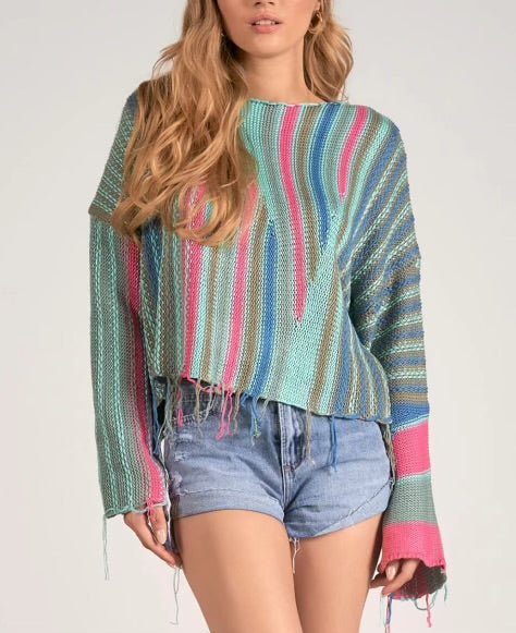 Cora Turquoise Multi Sweater - Shop Pink Suitcase