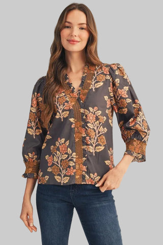 Kris Mocha Print Top