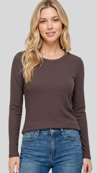 Cameron Chocolate Ribbed Top