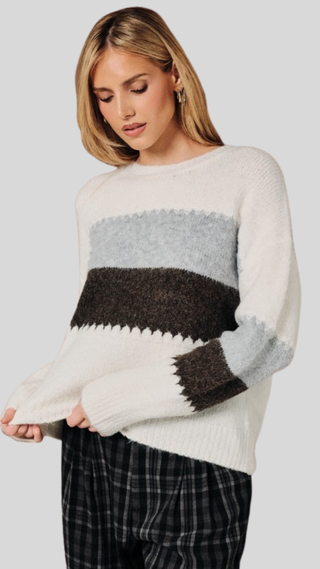 Kenna Cream Color Block Sweater