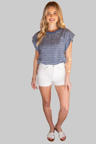 Marley Blue Distressed Top