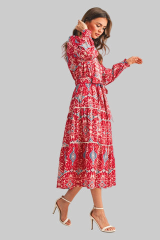 Rachelle Red Print Dress