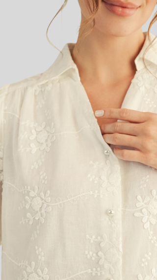 Campbell Ivory Embroidered Top