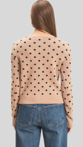 Evelyn Taupe Polka Dot Cardigan