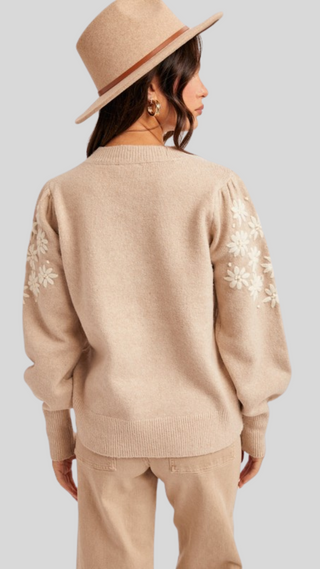 Wren Taupe Flower Sweater