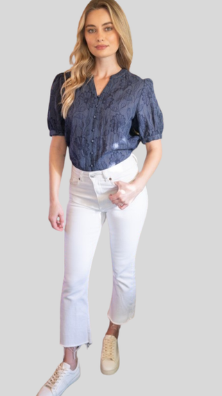 Lora Navy Floral Top