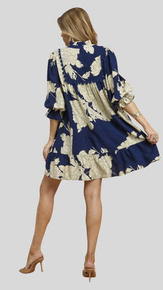 Aria Navy Print Dress