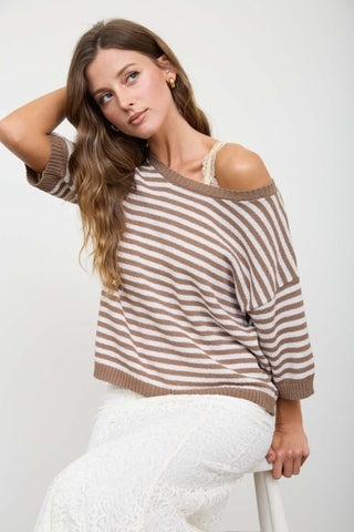 Trenny Mocha Stripe Sweater