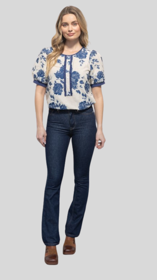 Karla Blue Print Top
