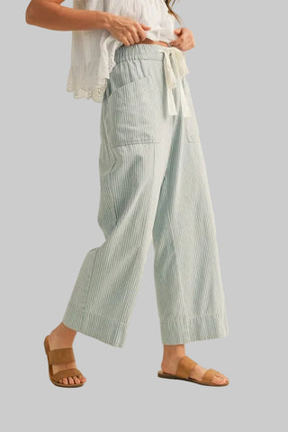 Mindy Lt Blue Stripe Drawstring Denim