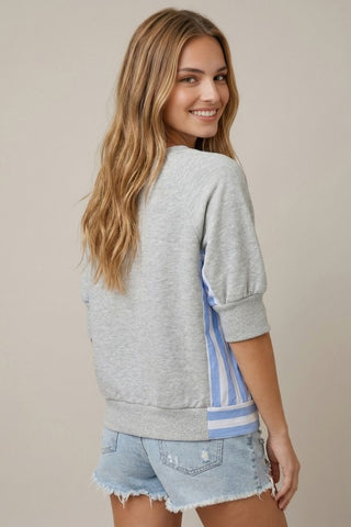 Kama Lt Grey Contrast Sweatshirt