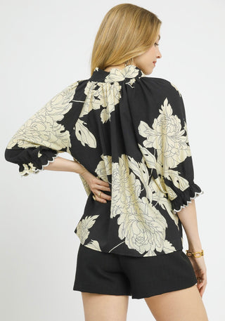 Devon Black Print Top