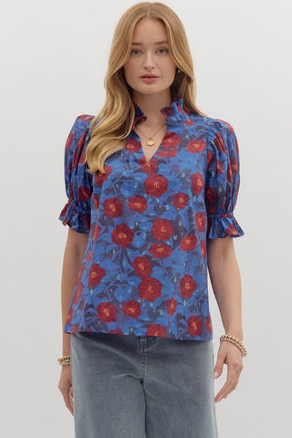 Ginny Blue Floral Blouse