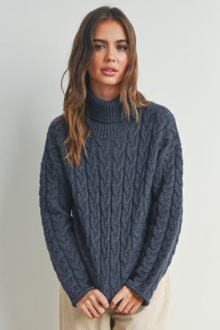 Sonia Navy Braided Sweater