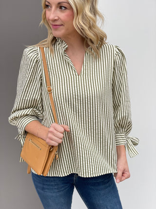 Emily Olive Stripe Top