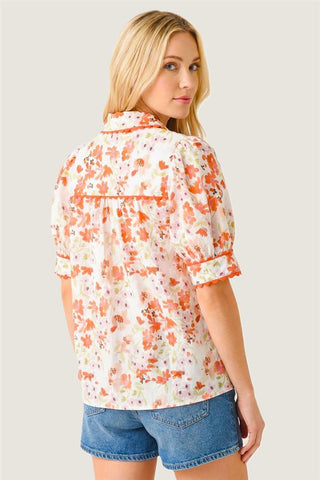 Vivian Coral Print Top