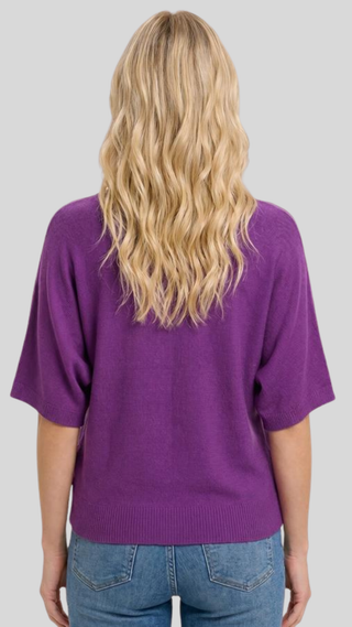 Hannah Purple Short Sleeve Sweater