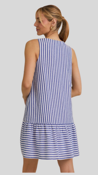 Connie White & Blue Stripe Dress