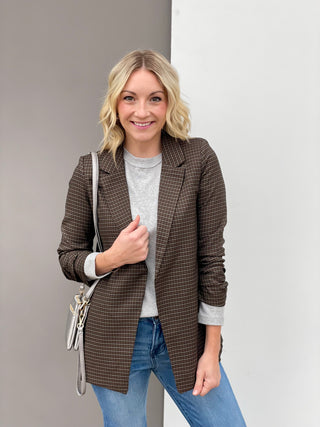 Shay Dark Mocha Plaid Blazer