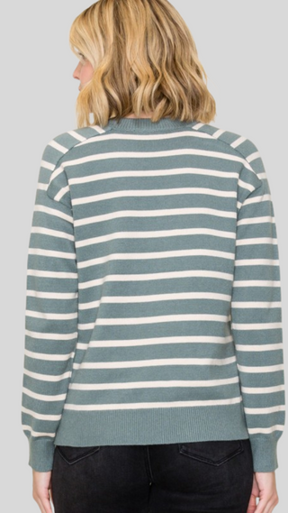 Callie Dusty Jade Stripe Sweater