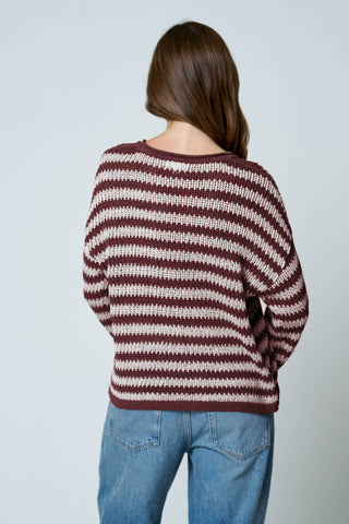 Mary Burgundy Stripe Sweater