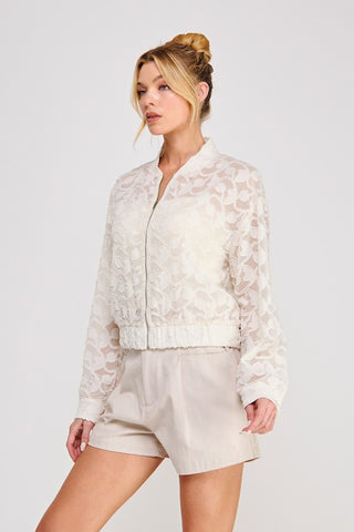 Janel Off White Sheer Jacket