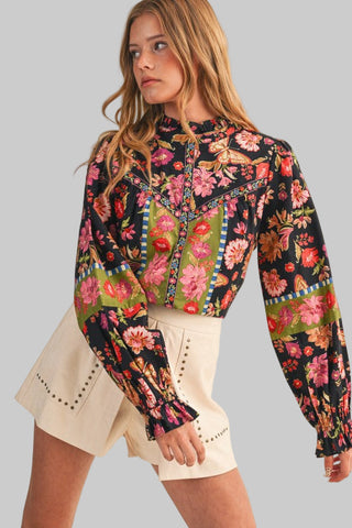 Aurora Black Floral Top