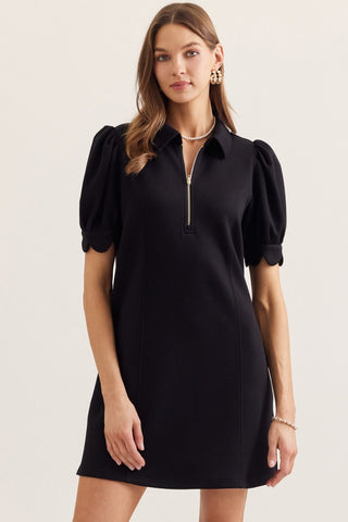 Zinnia Black Zip Dress