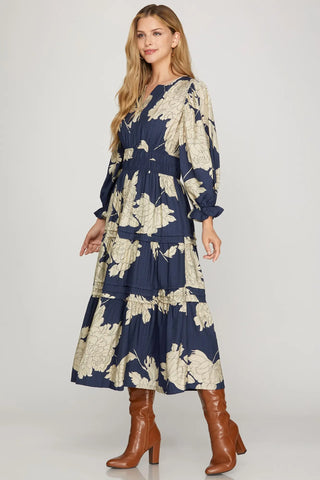 Ellis Navy Floral Dress