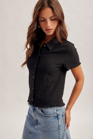 Kelly Black Textured Top