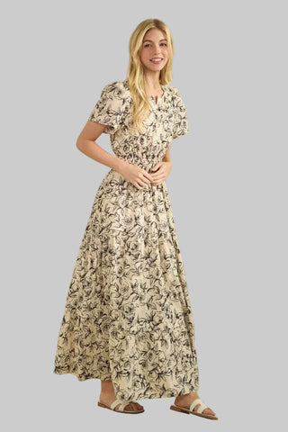 Tracie Ivory/Black Floral Dress