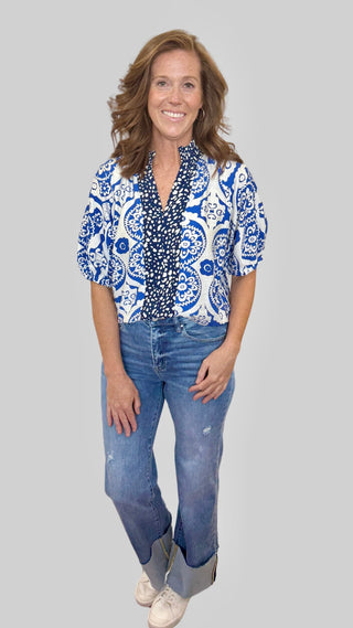 Marley Blue Floral Print Top
