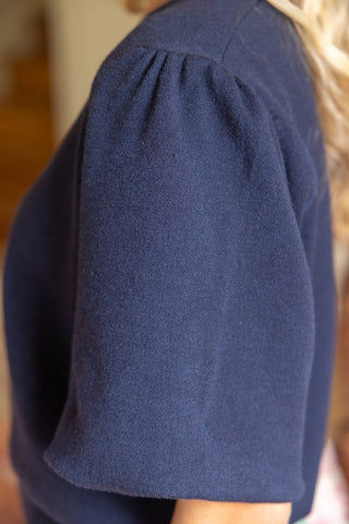 Leesa Navy Bubble Sleeve Top