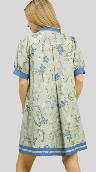 Celeste Blue/Gray Print Dress