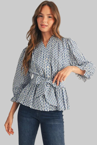 Shea Navy Tie Top