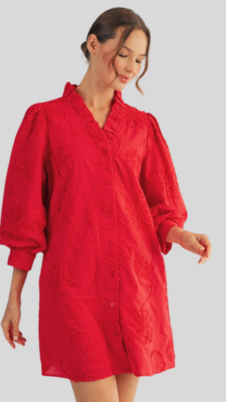 Lauren Red Textured Dress