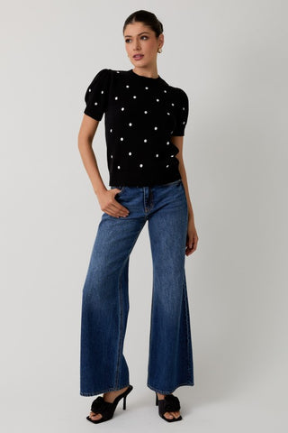 Violet Black Polka Dot Sweater