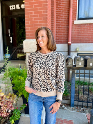 Melanie Oatmeal Print Pullover