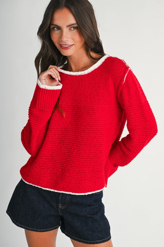 Carmen Red Trim Sweater