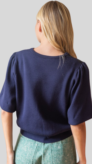 Leesa Navy Bubble Sleeve Top