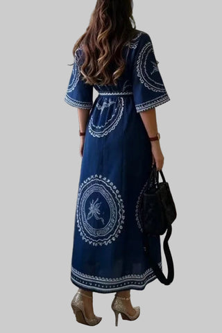 Phoebe Navy Print Dress