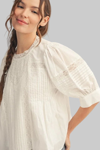 Nora White Lace Top