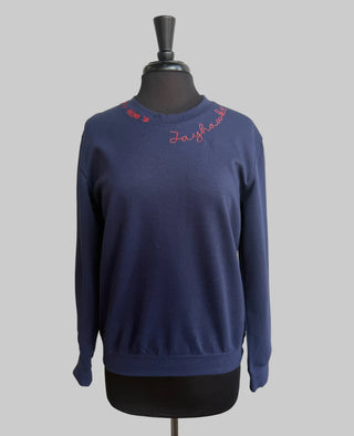 Marissa Navy Jayhawks Embroidered Sweatshirt