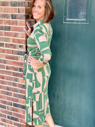 Ramona Green Print Dress