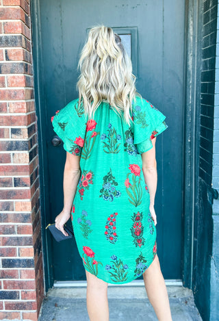 Daidra Green Floral Dress