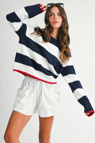 Krista Navy Stripe Sweater