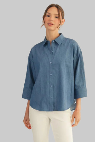 Devon Denim Contrast Button-Up