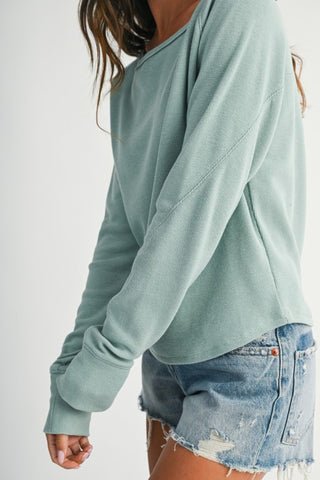 Jessica Aqua Waffle Top