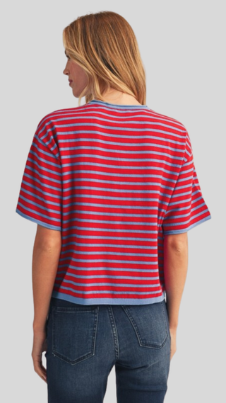 Mariah Red/Blue Sweater Top