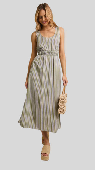 Nola Olive Stripe Dress